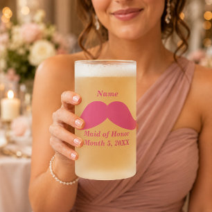 Caneca De Cerveja Vidro Jateado Madrinha de casamento cor-de-rosa Fosco