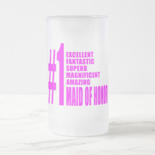 Caneca De Cerveja Vidro Jateado Madrinhas de casamento cor-de-rosa: Madrinha de