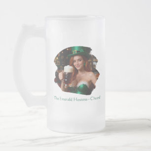 Caneca De Cerveja Vidro Jateado Maeve Verde Esmeralda Anfitriã Pub Dia de São Patr