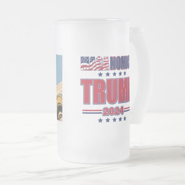 Caneca De Cerveja Vidro Jateado Maganomics Trump 2024 (Frente Esquerda)