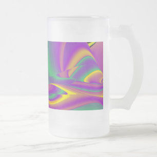 Caneca De Cerveja Vidro Jateado Magia das cores, Abstrato 3D Rainbowart