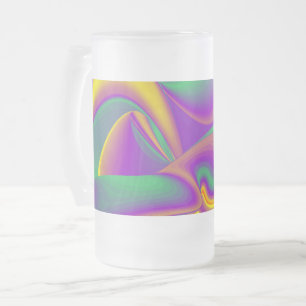 Caneca De Cerveja Vidro Jateado Magia das cores, Abstrato 3D Rainbowart