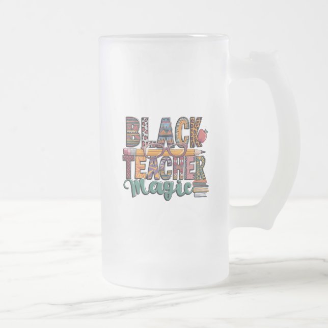 Caneca De Cerveja Vidro Jateado Magia do professor negro: Sip & Inspire (Direita)