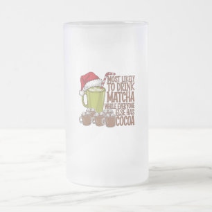 Caneca De Cerveja Vidro Jateado Mais Propenso a Beber Matcha e Assistir Elf Natal