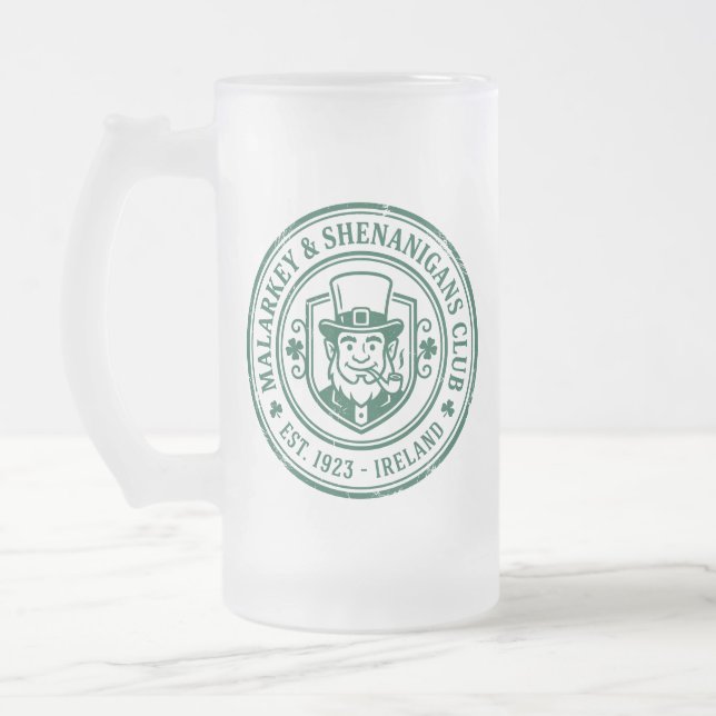 Caneca De Cerveja Vidro Jateado Malarkey & Shenanigans Beer Club St. Patrick's Day (Esquerda)