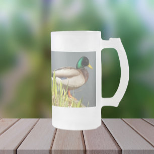 Caneca De Cerveja Vidro Jateado Mallard Duck Wildlife Photo