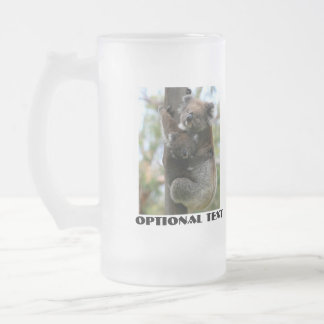 Caneca De Cerveja Vidro Jateado Mamãe e Baby Koala