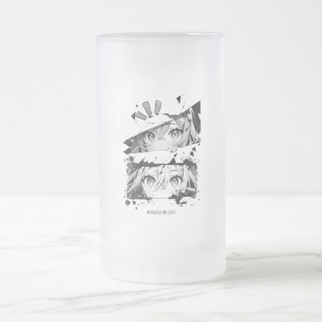 Caneca De Cerveja Vidro Jateado Manga Is My Life Anime Eyes Glitch Art (Centro)