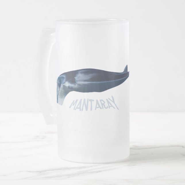Caneca De Cerveja Vidro Jateado Manta Ray (Frente Esquerda)