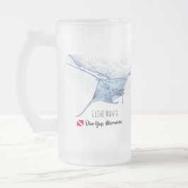 Caneca De Cerveja Vidro Jateado Manta ray silhouette