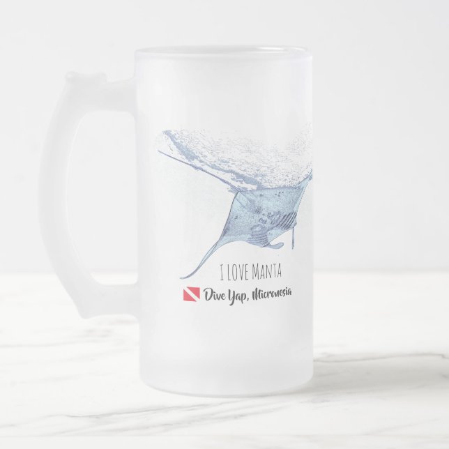 Caneca De Cerveja Vidro Jateado Manta ray silhouette (Esquerda)