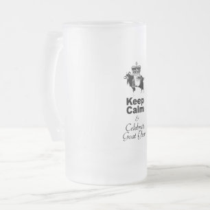 Caneca De Cerveja Vidro Jateado Mantenha a Calma e Celebre o Ano do Bode 2027 GBM