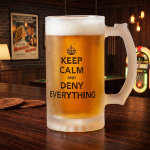 Caneca De Cerveja Vidro Jateado Mantenha a Calma e Negue Tudo