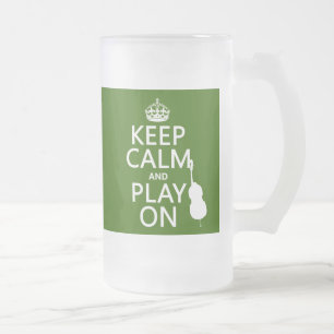 Caneca De Cerveja Vidro Jateado Mantenha a calma e o jogo em (violoncelo) (alguma