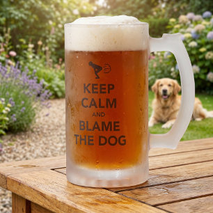 Caneca De Cerveja Vidro Jateado Mantenha a calma e responsabilize o cão