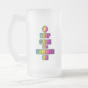 Caneca De Cerveja Vidro Jateado Mantenha Calmo E Verão Aí