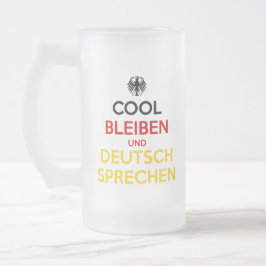 Caneca De Cerveja Vidro Jateado Mantenha-se Calmo e Fale Alemão