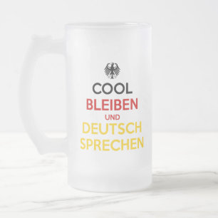 Caneca De Cerveja Vidro Jateado Mantenha-se Calmo e Fale Alemão