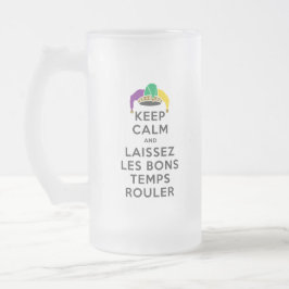 Caneca De Cerveja Vidro Jateado MANTER CALM e LAISSEZ LES BONS TEMPS ROULER