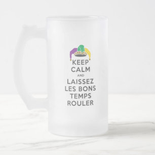 CANECA DE CERVEJA VIDRO JATEADO MANTER O CALM E O LAISSEZ LES BONS TEMPS ROULER