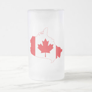 Caneca De Cerveja Vidro Jateado Mapa de Sinalizador do Canadá
