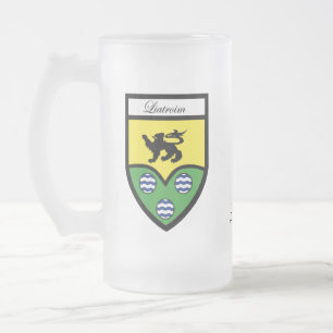 Caneca De Cerveja Vidro Jateado Mapa do Condado de Leitrim e Mugs de Crest