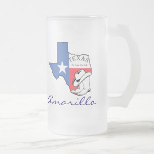 Caneca De Cerveja Vidro Jateado Mapa do Estado do Texas com Star, Boots, Hat Mug