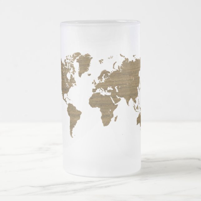 Caneca De Cerveja Vidro Jateado Mapa do mundo de Wenge (Centro)