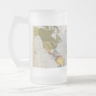 Caneca De Cerveja Vidro Jateado mapa mundial