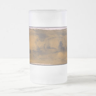 Caneca De Cerveja Vidro Jateado Mapa Mundial de Marte Planeta Vermelho por Satélit