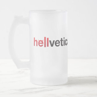 Caneca De Cerveja Vidro Jateado Marca d'água Hellvetica Vermelha e Preta