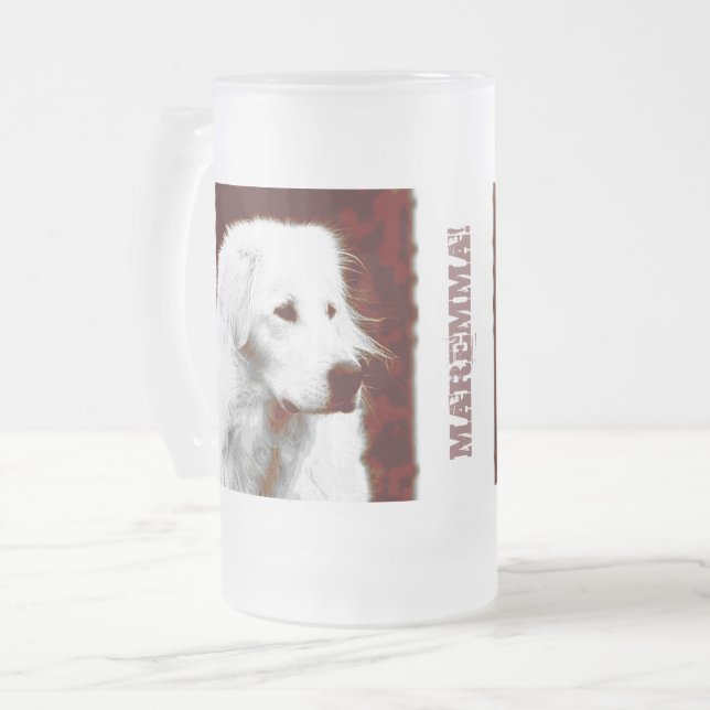 Caneca De Cerveja Vidro Jateado Maremma Sheepdog (Frente Esquerda)