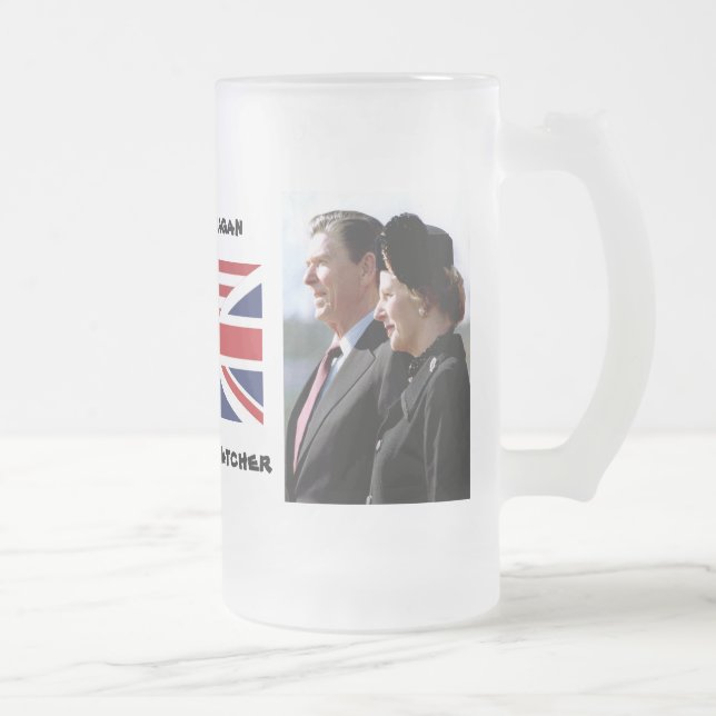Caneca De Cerveja Vidro Jateado Margaret Thatcher & Ronald Reagan (Direita)