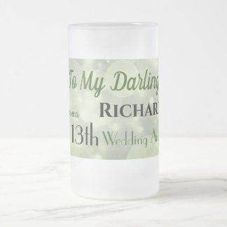 Caneca De Cerveja Vidro Jateado Marido 13 Wedding Anniversário