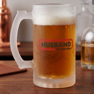 Caneca De Cerveja Vidro Jateado Marido em Treinamento - Ideia de Humor de Noivado