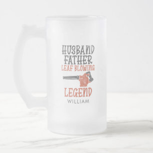 Caneca De Cerveja Vidro Jateado Marido Pai Lendário Soprador de Folhas Jardineiro