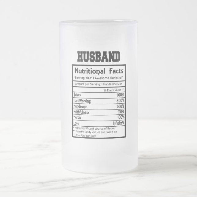 Caneca De Cerveja Vidro Jateado Marido Personalizado Fatos Nutricionais Fosco Mug (Centro)