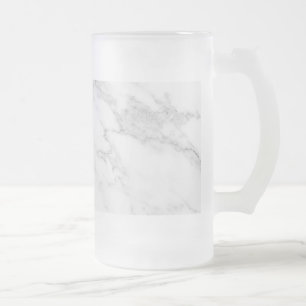 Caneca De Cerveja Vidro Jateado Mármore Branco
