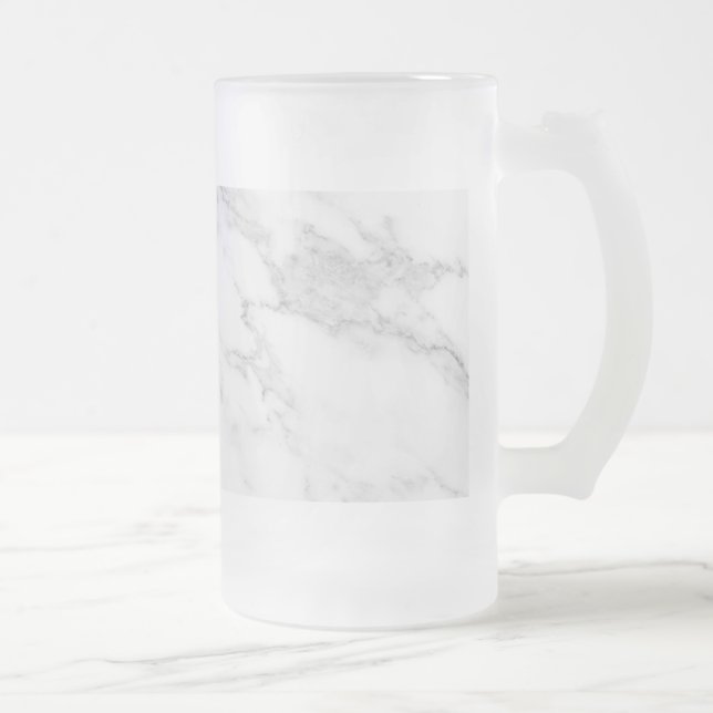 Caneca De Cerveja Vidro Jateado Mármore Branco (Direita)
