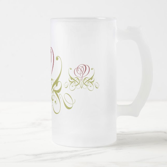 Caneca De Cerveja Vidro Jateado Maroon Flourish Rosa (Direita)