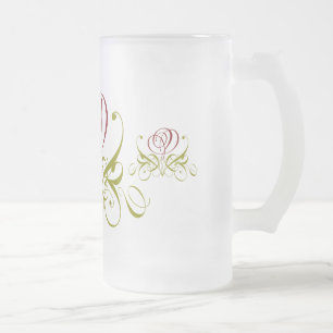 Caneca De Cerveja Vidro Jateado Maroon Rosa