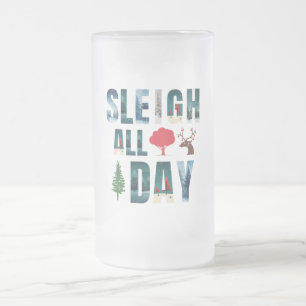 Caneca De Cerveja Vidro Jateado Máscaras Negros Letras Cenas de Inverno 'Suspirar