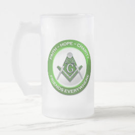 Caneca De Cerveja Vidro Jateado Masonic Frosted Mug