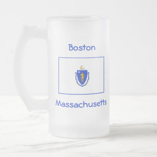Caneca De Cerveja Vidro Jateado Massachusetts Flag Map City Mug