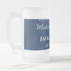 Caneca De Cerveja Vidro Jateado Match de casamento feito no paraíso favorece o azu