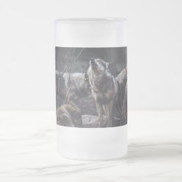 Caneca De Cerveja Vidro Jateado Matilha de Lobos