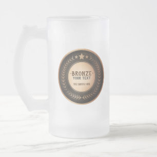 Caneca De Cerveja Vidro Jateado MEDALHA Bronze Campeão IMPRESSÃO PERSONALIZADA DIY