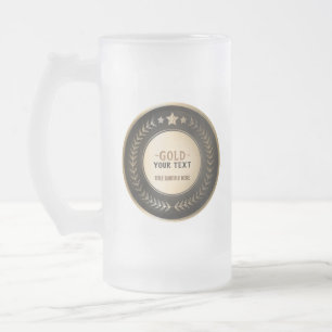 Caneca De Cerveja Vidro Jateado MEDALHA DIY IMPRESSÃO PERSONALIZADA Ouro #1 Campeã