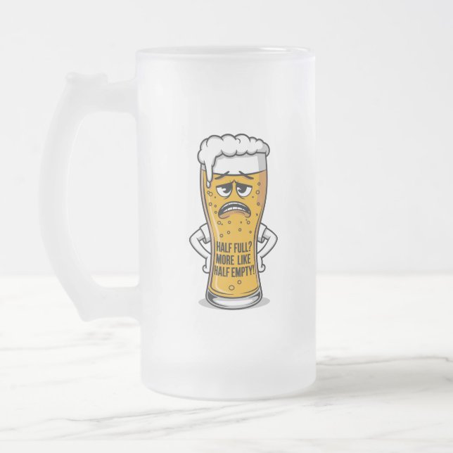 Caneca De Cerveja Vidro Jateado Meia Cheio? Mais Como Meia Vazia! (Esquerda)