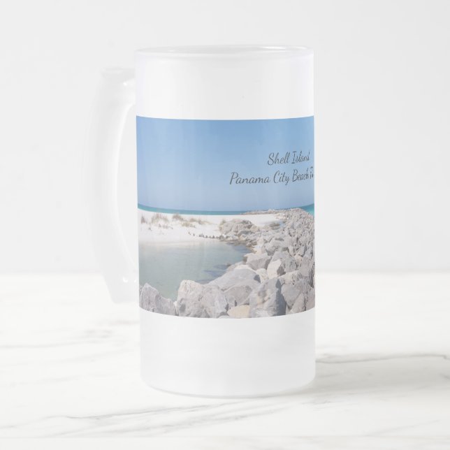 Caneca De Cerveja Vidro Jateado Meio Da Shell Island Jetty Fosco Mug (Frente Esquerda)